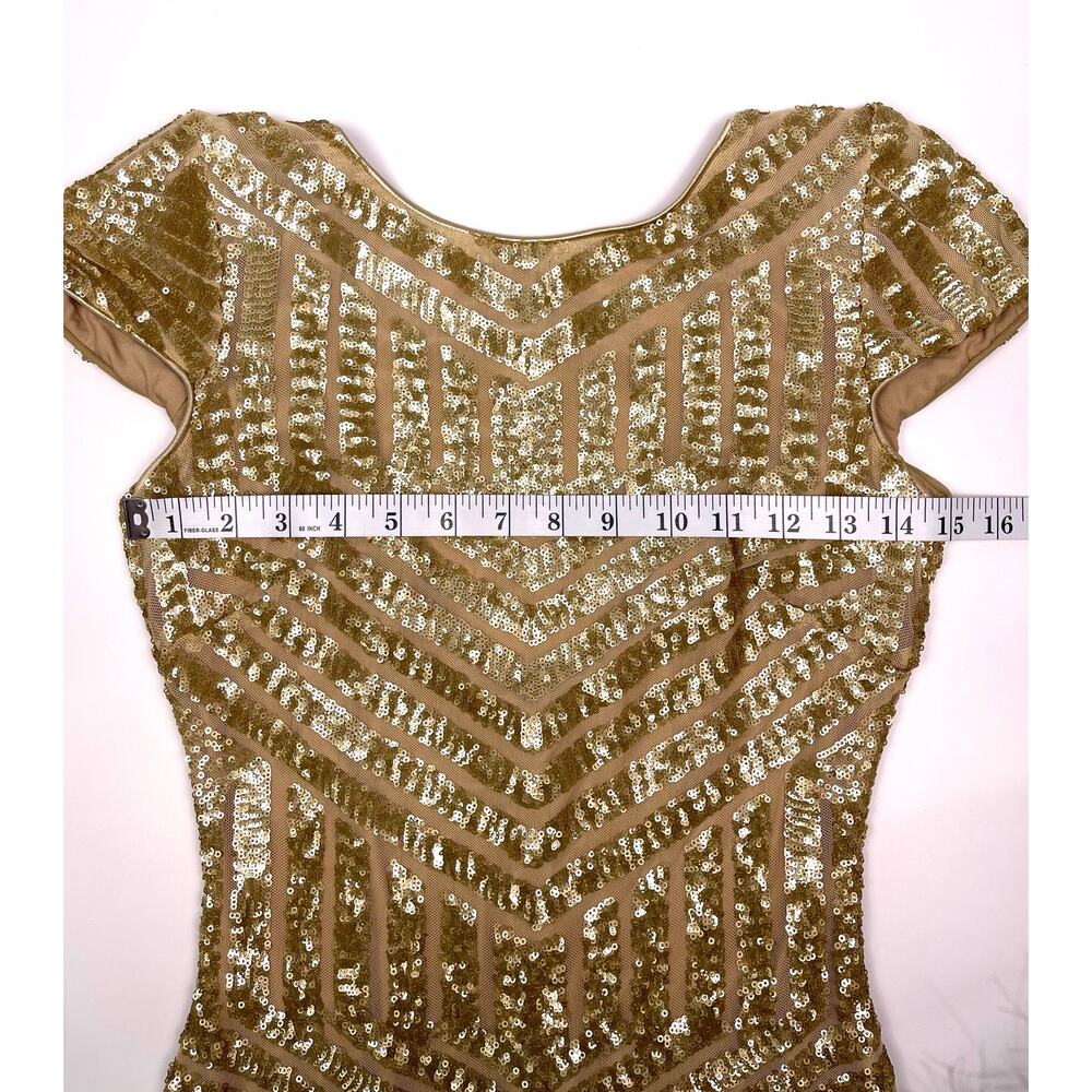 Dress the population Gold Sequin Midi Dress Size S - Picture 9 of 11